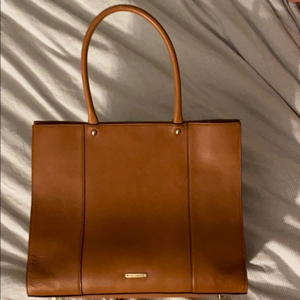 Rebecca Minkoff camel colored leather handbag.